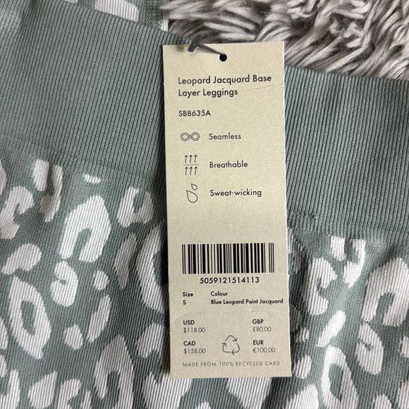 NWT Sweaty Betty Blue Leopard Print Jacquard Base Layer Leggings Size S - Picture 3 of 8